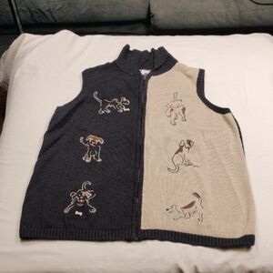 CJ Banks Women's Dog Embroidered Vest Size 1X